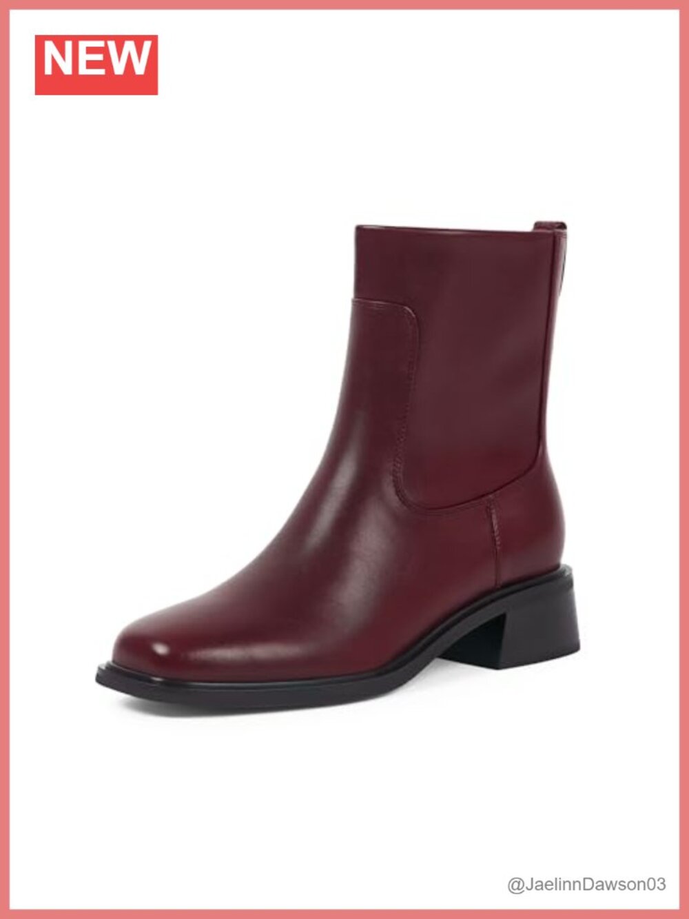 Square Toe Ankle Boots Low Block Heel Faux Leather Stretch Fit